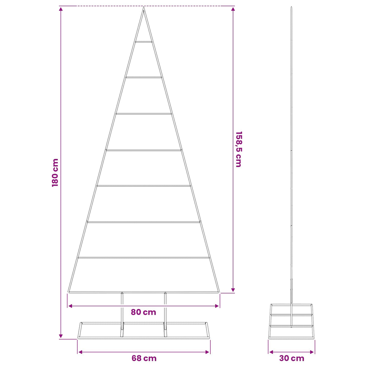 Metall Weihnachtsbaum Gold 181 cm Pulverbeschichteter Stahl