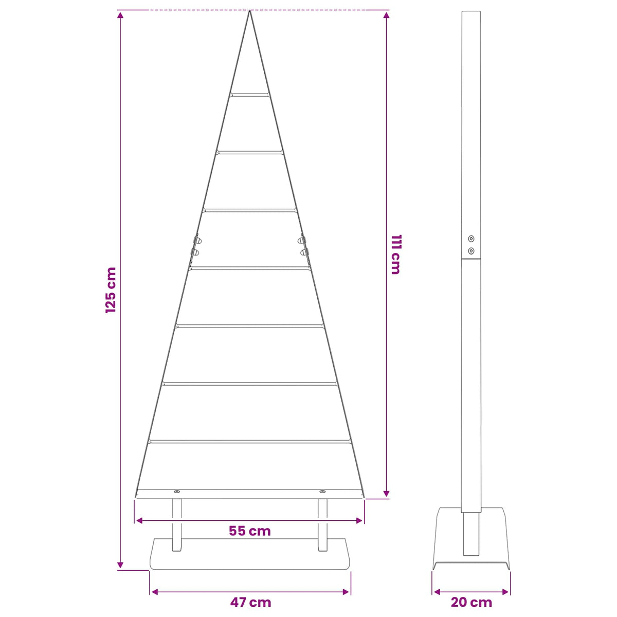 Metall Weihnachtsbaum Schwarz 125,5 cm Stahl