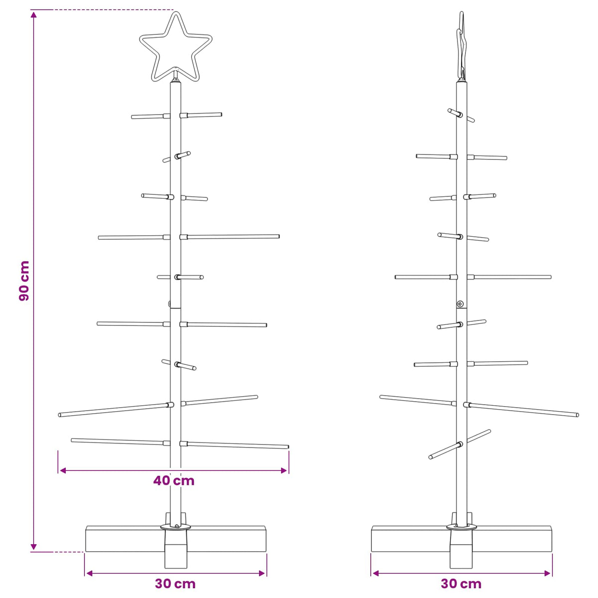 Metall Weihnachtsbaum Schwarz 89 cm Pulverbeschichteter Stahl