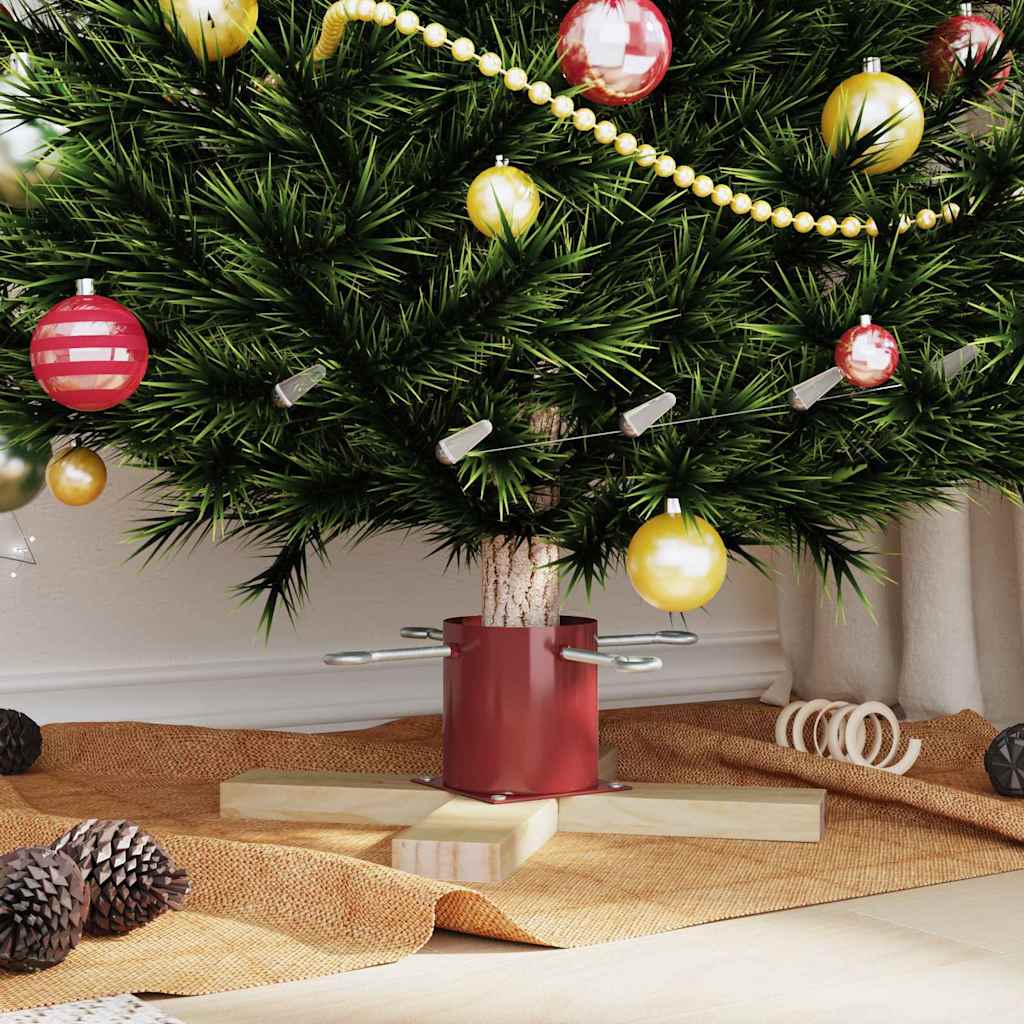 Weihnachtsbaumständer Rot 50 x 50 x 16 cm Massives Kiefernholz