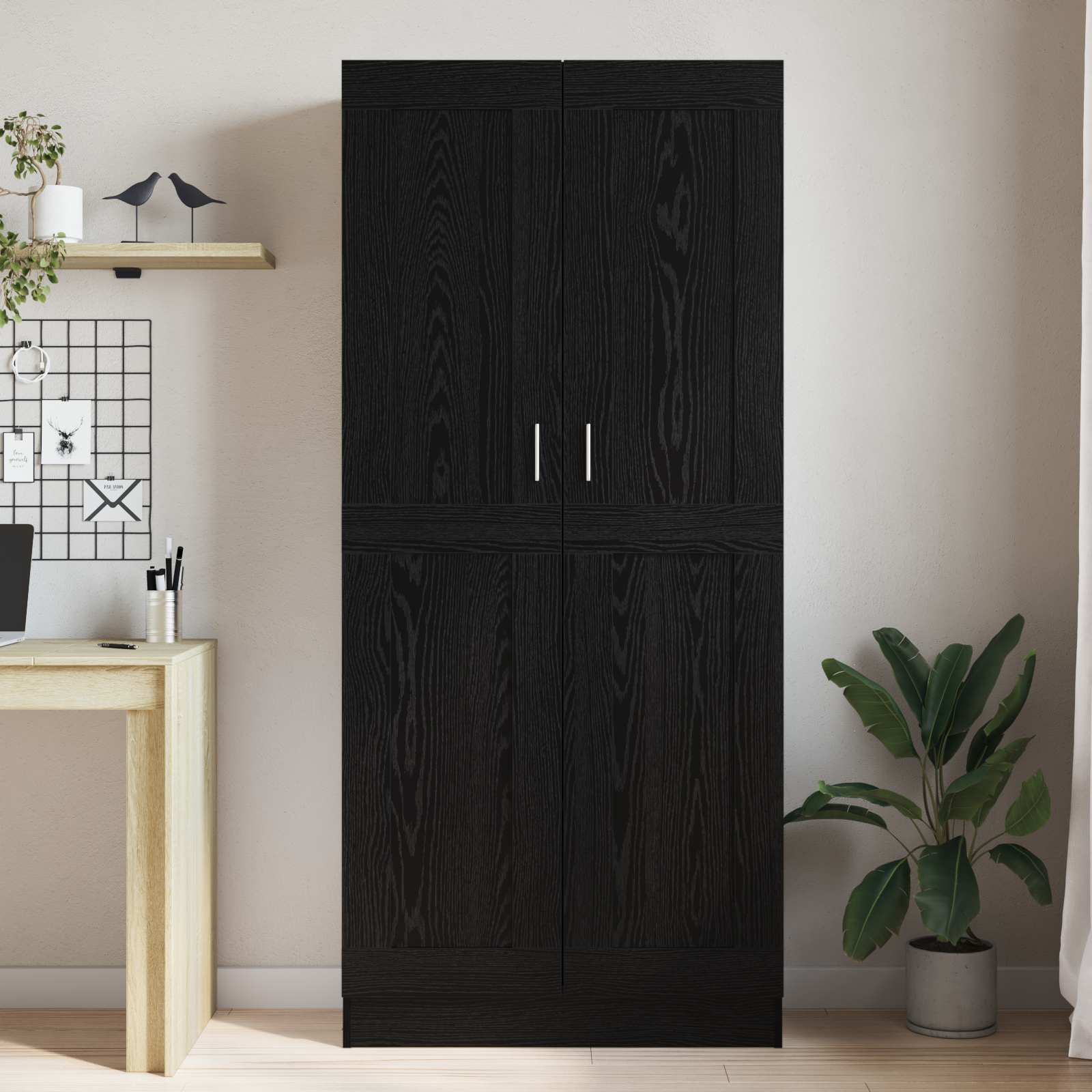 Bücherregal Schwarz Eichen-Optik 82,5 x 30,5 x 185 cm