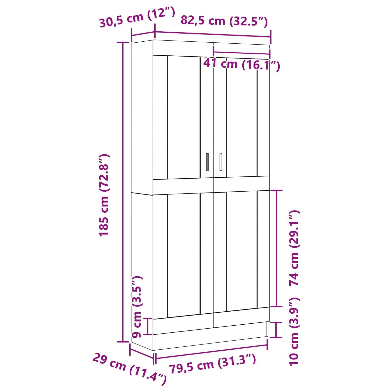 Bücherregal Schwarz Eichen-Optik 82,5 x 30,5 x 185 cm