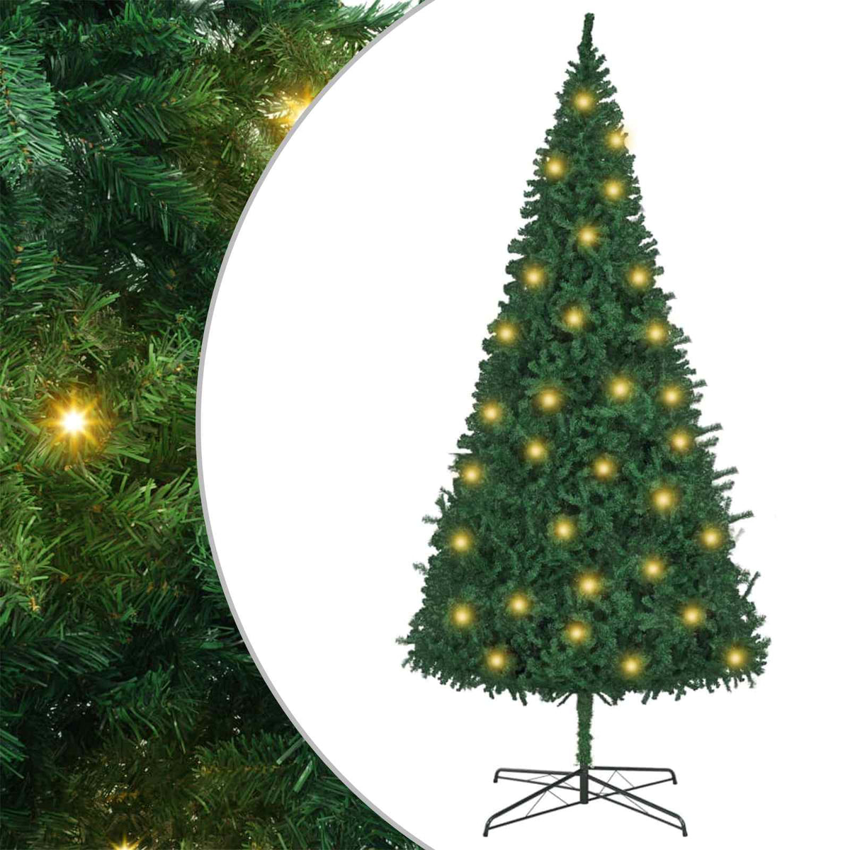 Weihnachtsbaum mit dekorativen Lichterketten Grün 400 cm PVC