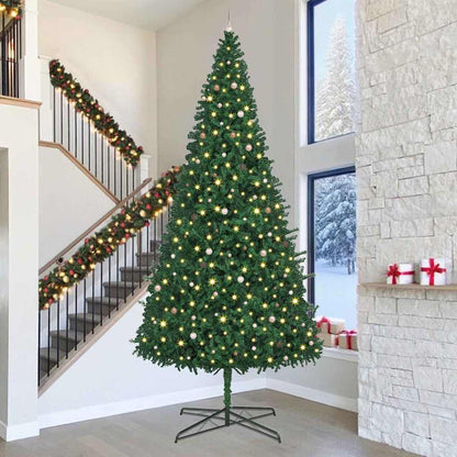 Weihnachtsbaum mit dekorativen Lichterketten Grün 400 cm PVC