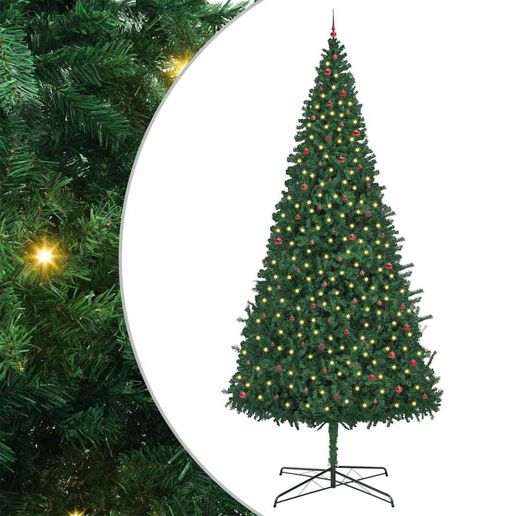 Weihnachtsbaum mit dekorativen Lichterketten Grün 400 cm PVC