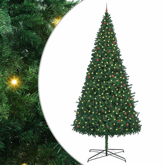 Weihnachtsbaum mit dekorativen Lichterketten Grün 400 cm PVC
