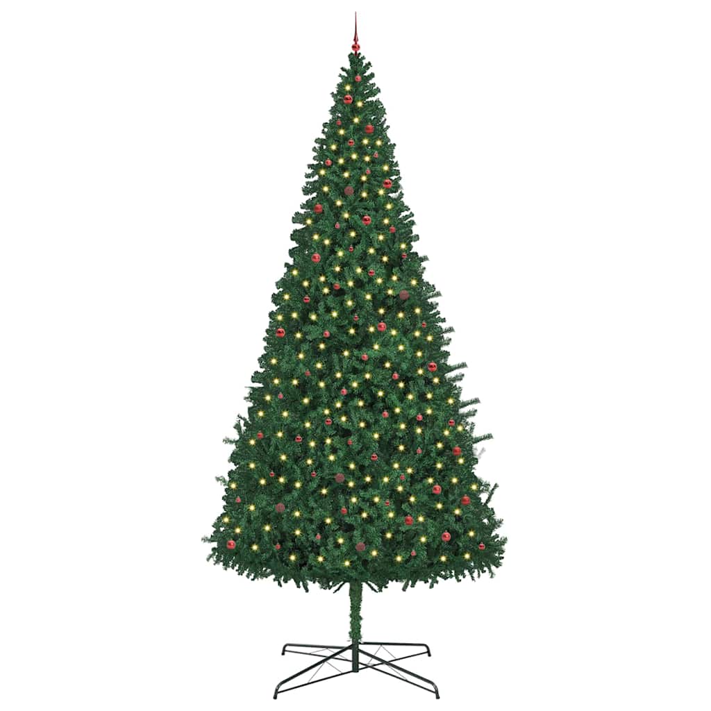 Weihnachtsbaum mit dekorativen Lichterketten Grün 400 cm PVC