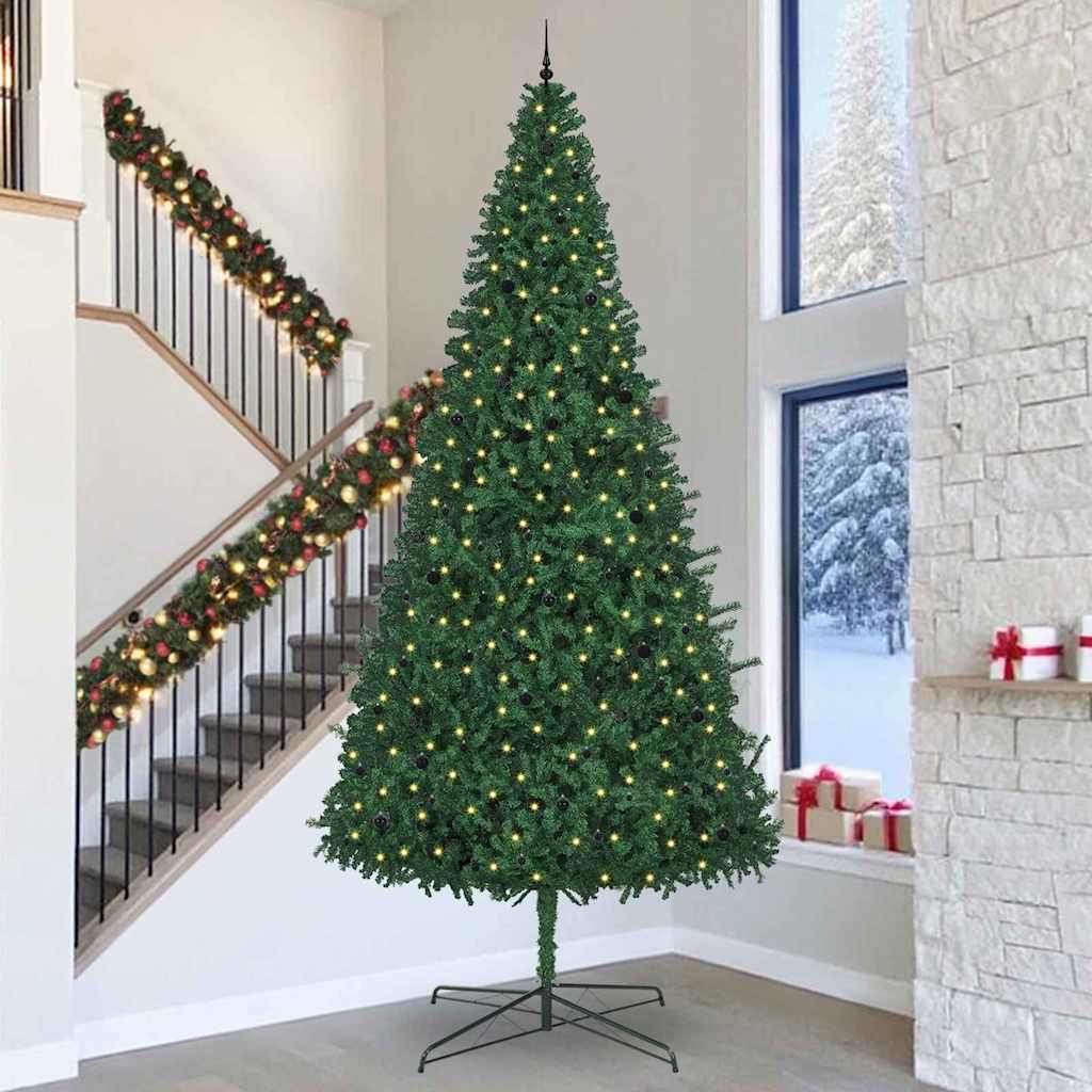 Weihnachtsbaum mit dekorativen Lichterketten Grün 400 cm PVC