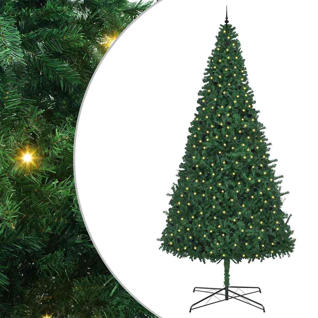 Weihnachtsbaum mit dekorativen Lichterketten Grün 400 cm PVC