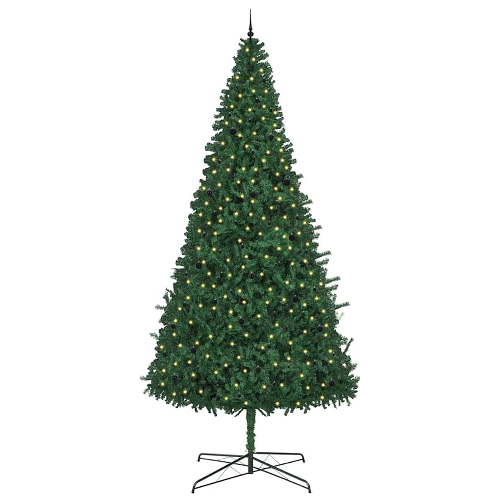 Weihnachtsbaum mit dekorativen Lichterketten Grün 400 cm PVC
