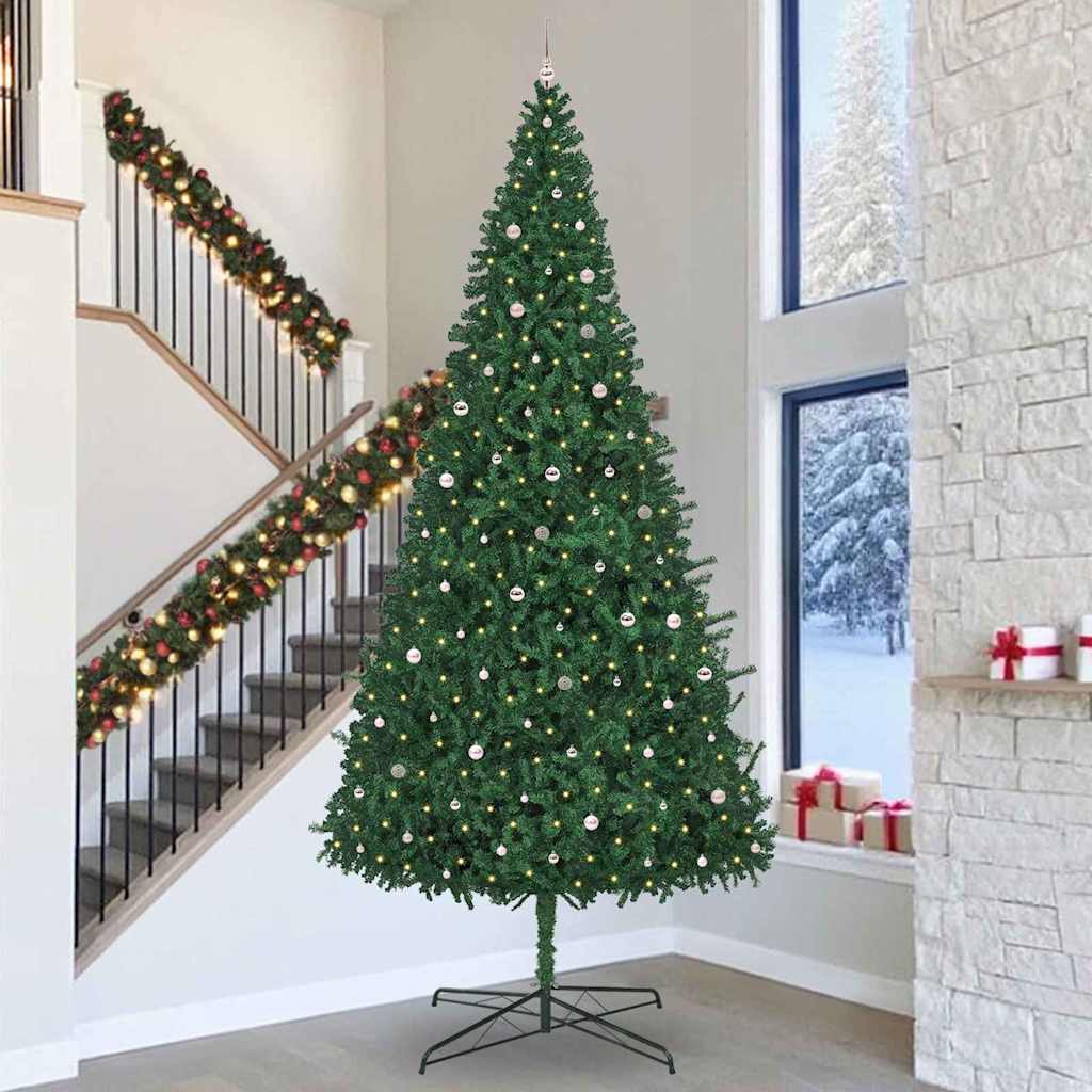 Weihnachtsbaum mit dekorativen Lichterketten Grün 400 cm PVC