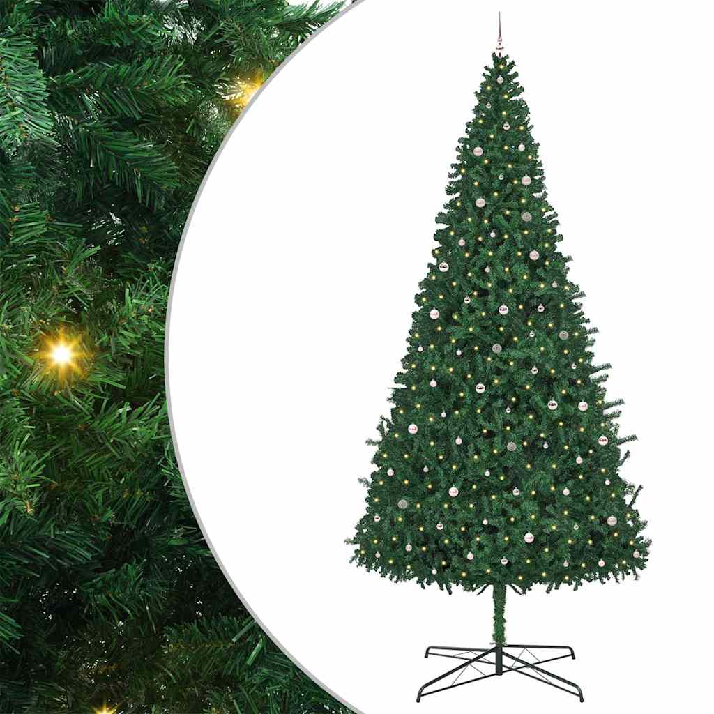 Weihnachtsbaum mit dekorativen Lichterketten Grün 400 cm PVC