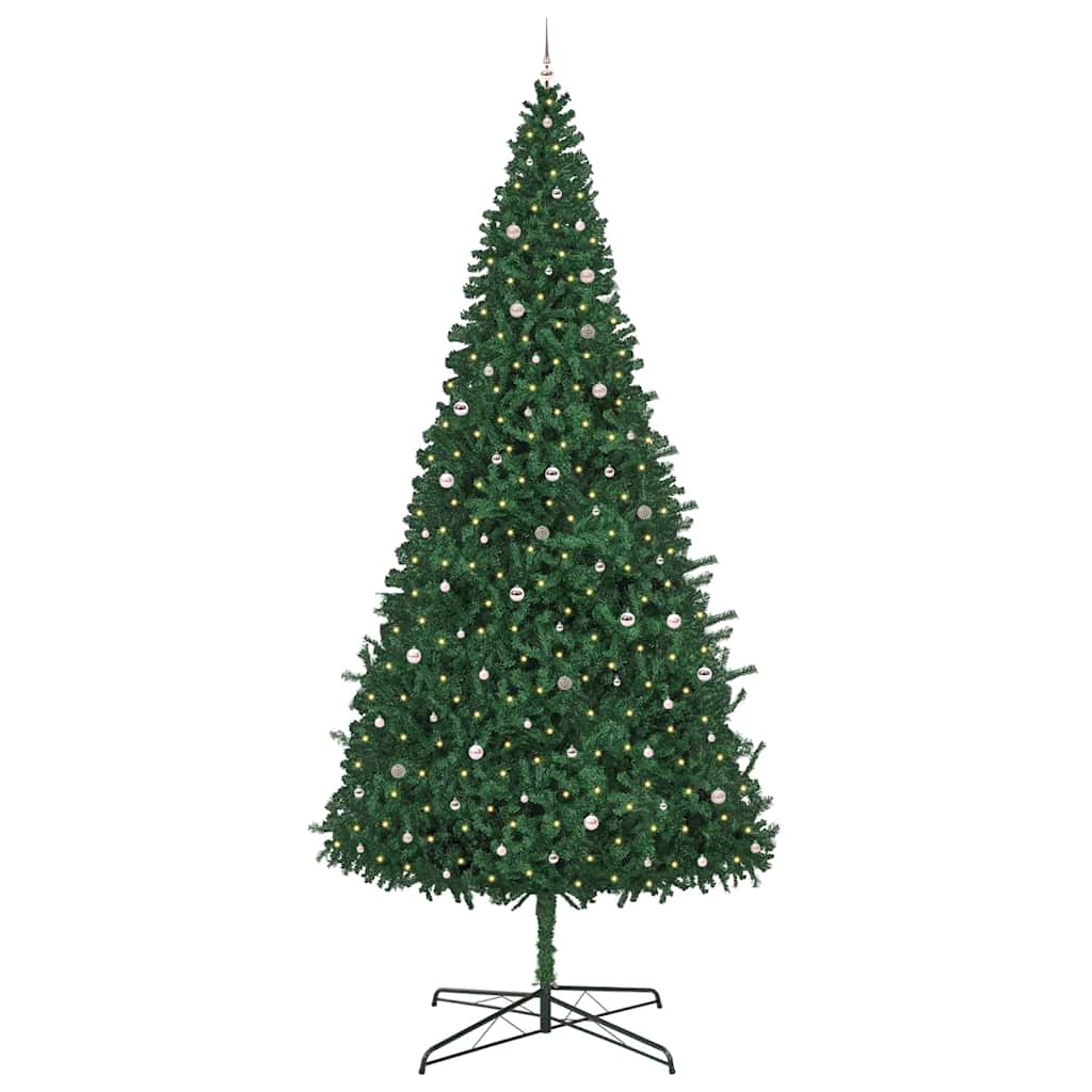 Weihnachtsbaum mit dekorativen Lichterketten Grün 400 cm PVC