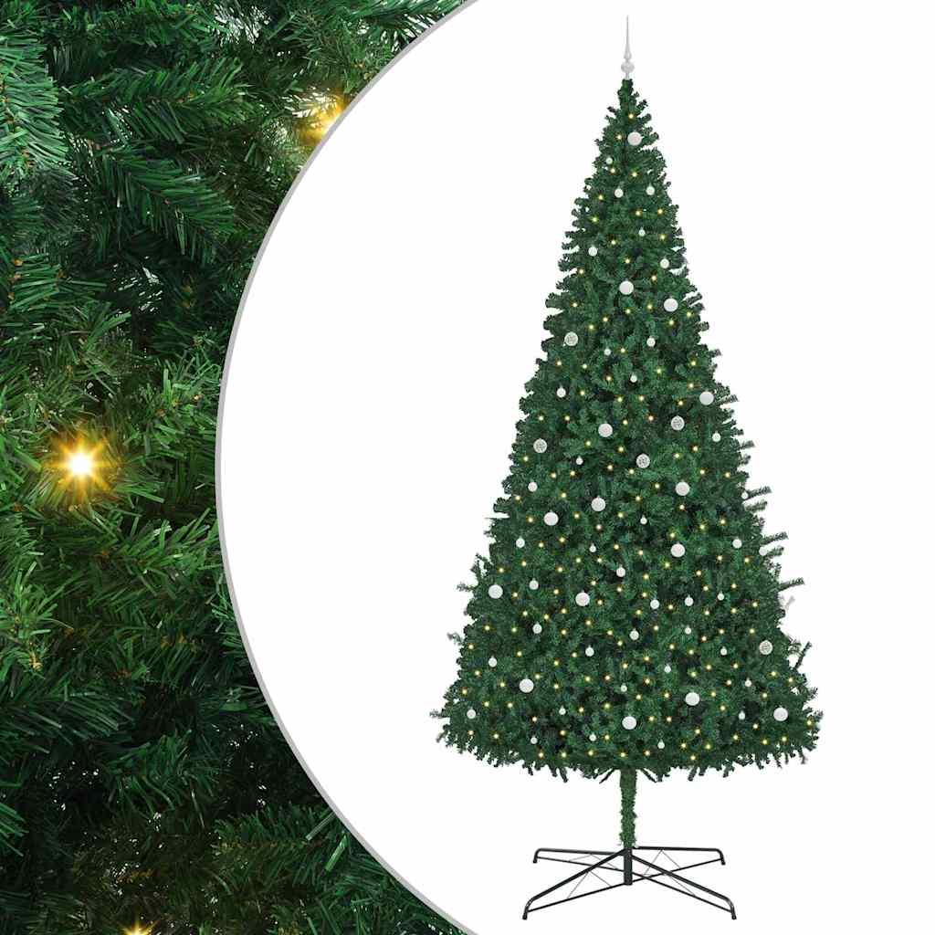 Weihnachtsbaum mit dekorativen Lichterketten Grün 400 cm PVC