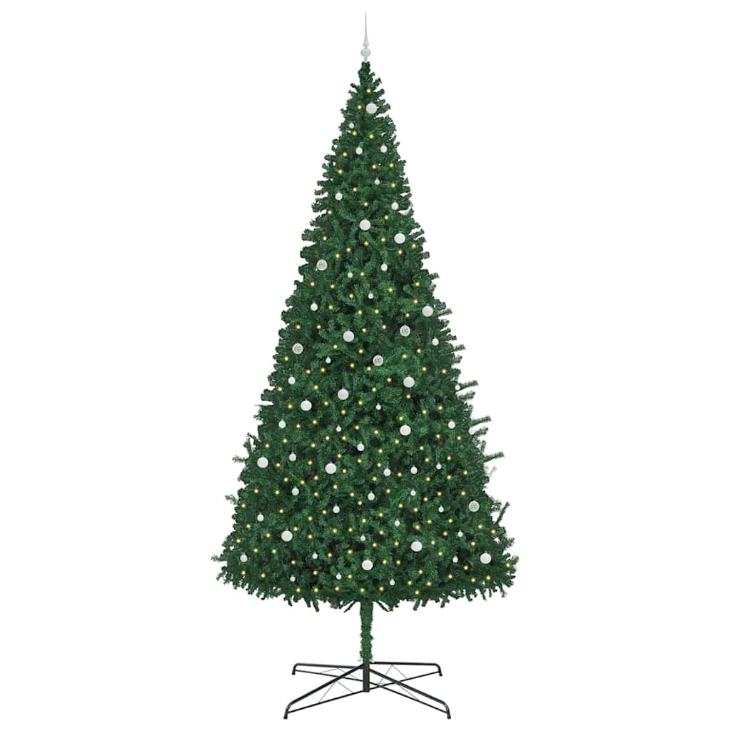 Weihnachtsbaum mit dekorativen Lichterketten Grün 400 cm PVC