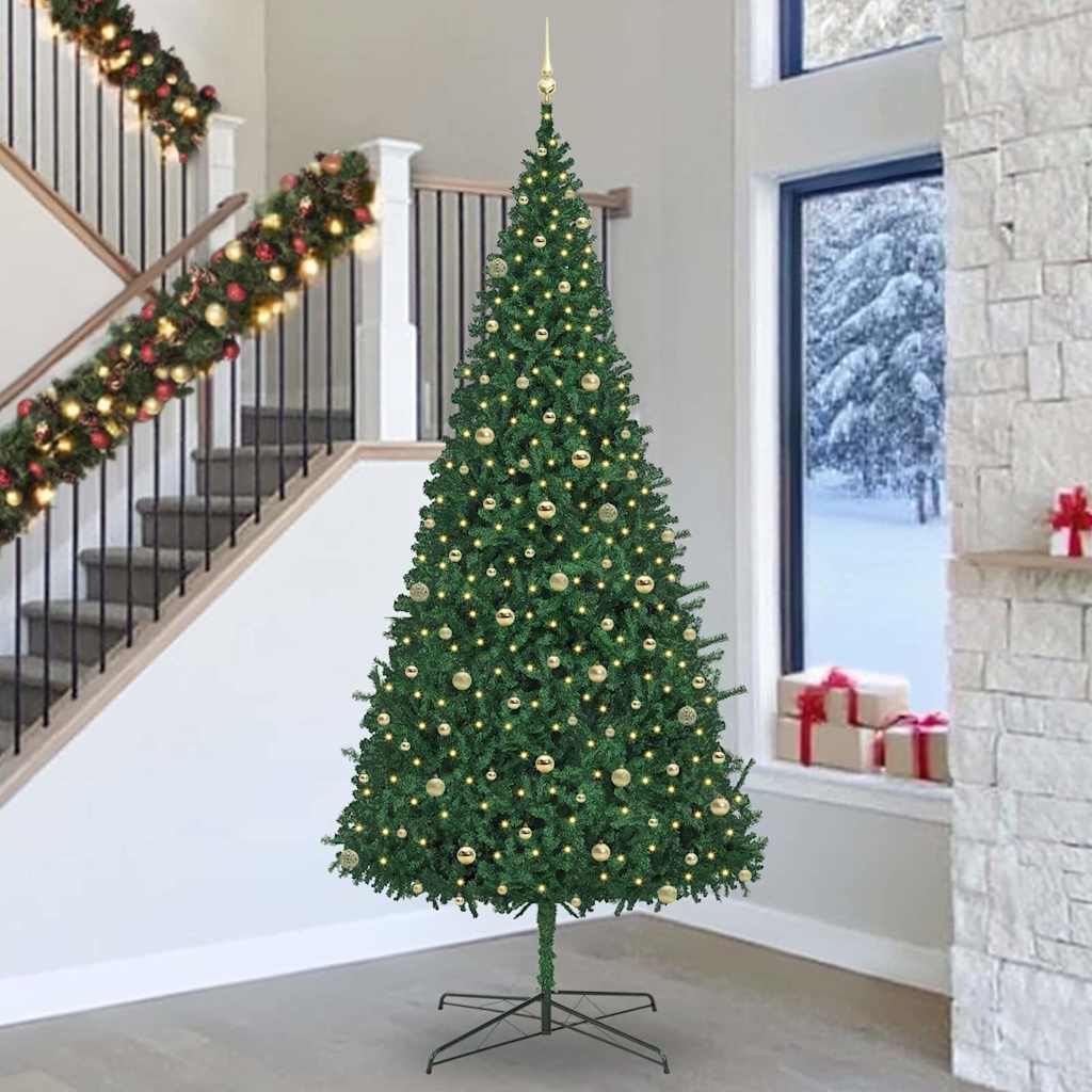 Weihnachtsbaum mit dekorativen Lichterketten Grün 400 cm PVC