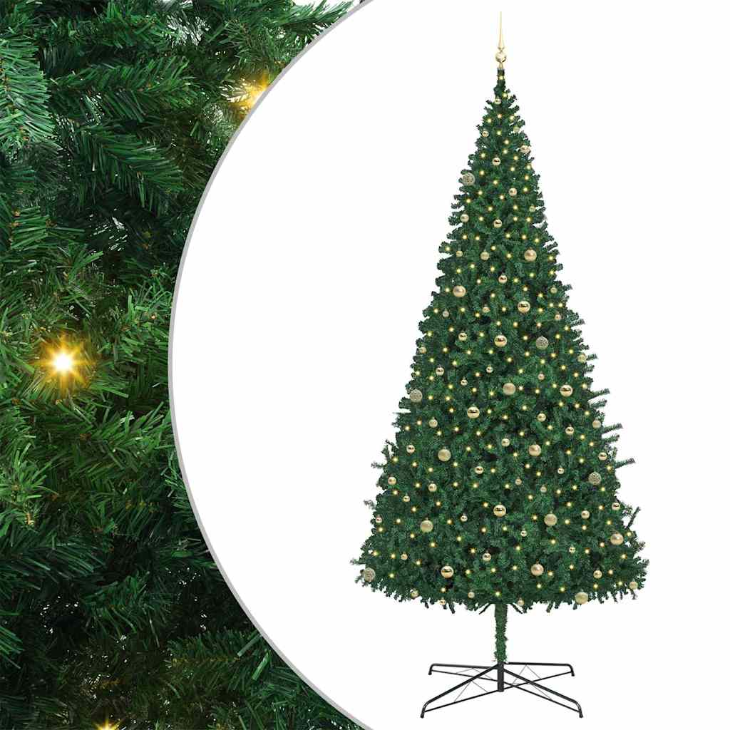 Weihnachtsbaum mit dekorativen Lichterketten Grün 400 cm PVC