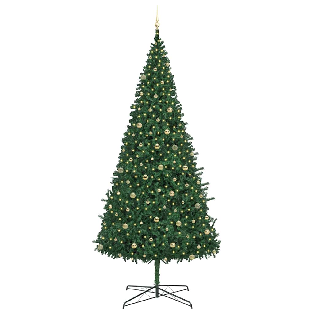 Weihnachtsbaum mit dekorativen Lichterketten Grün 400 cm PVC