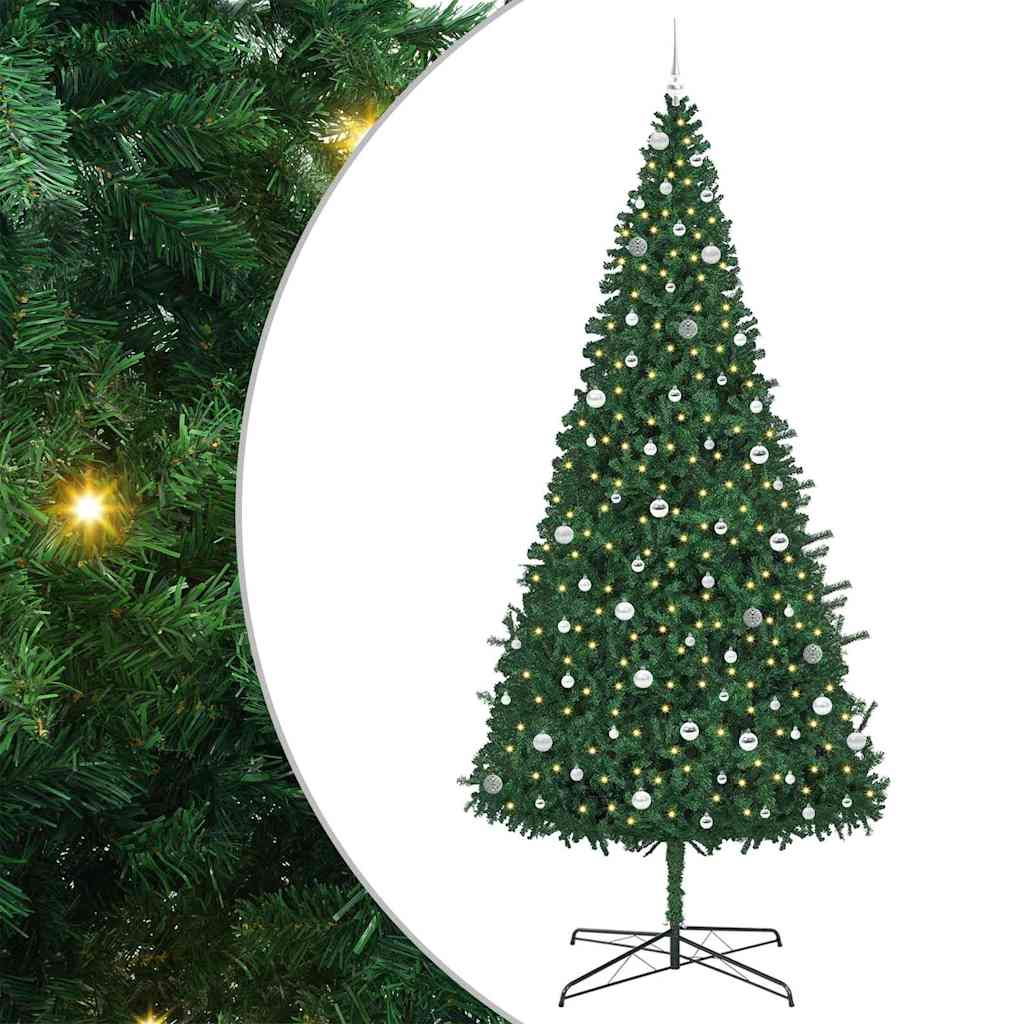 Weihnachtsbaum mit dekorativen Lichterketten Grün 400 cm PVC