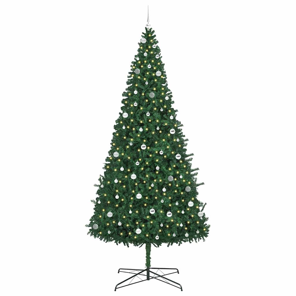 Weihnachtsbaum mit dekorativen Lichterketten Grün 400 cm PVC