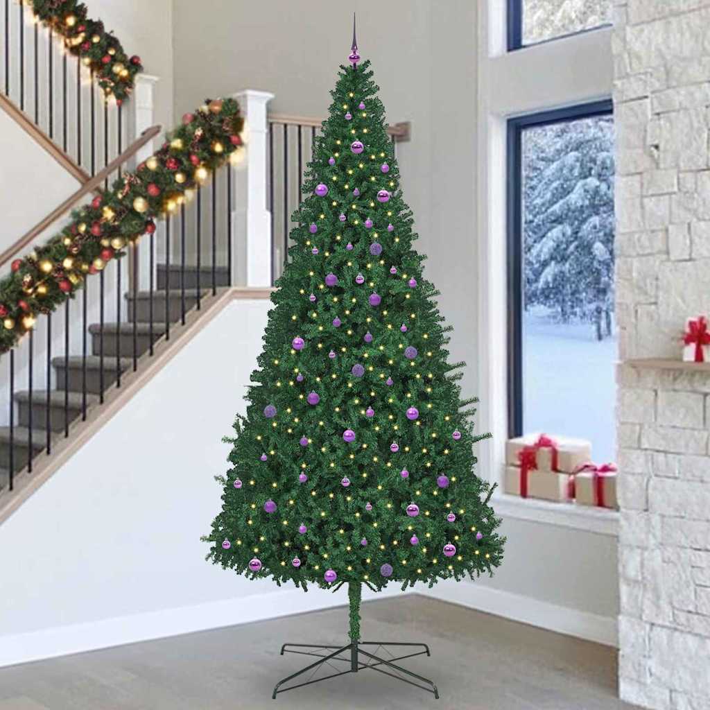 Weihnachtsbaum mit dekorativen Lichterketten Grün 400 cm PVC