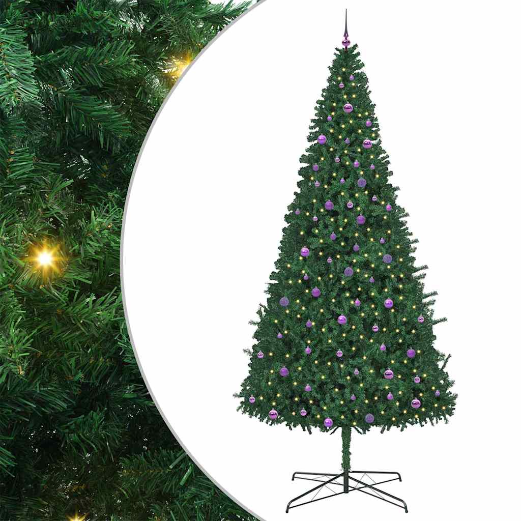 Weihnachtsbaum mit dekorativen Lichterketten Grün 400 cm PVC