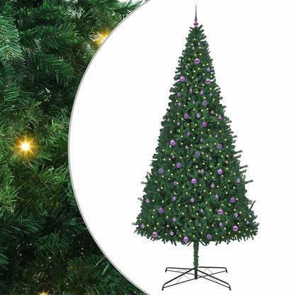 Weihnachtsbaum mit dekorativen Lichterketten Grün 400 cm PVC