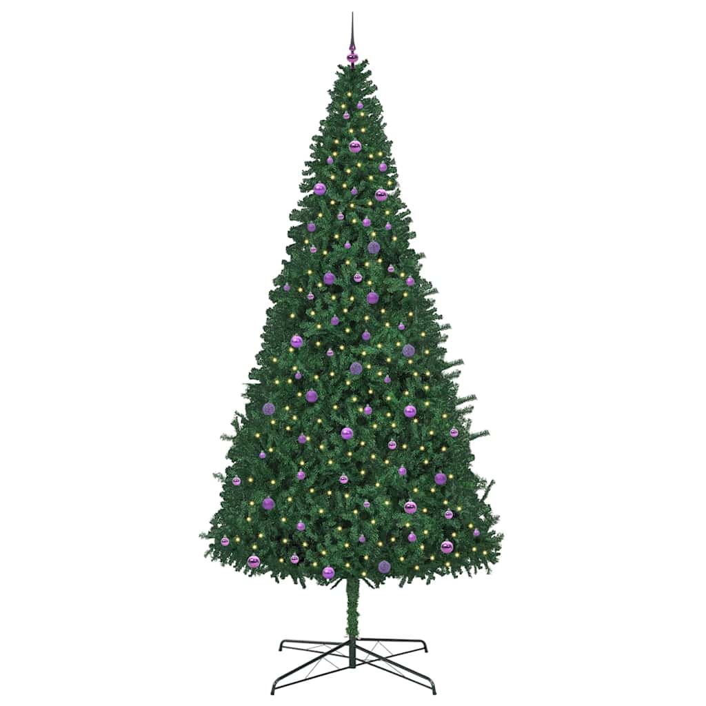 Weihnachtsbaum mit dekorativen Lichterketten Grün 400 cm PVC