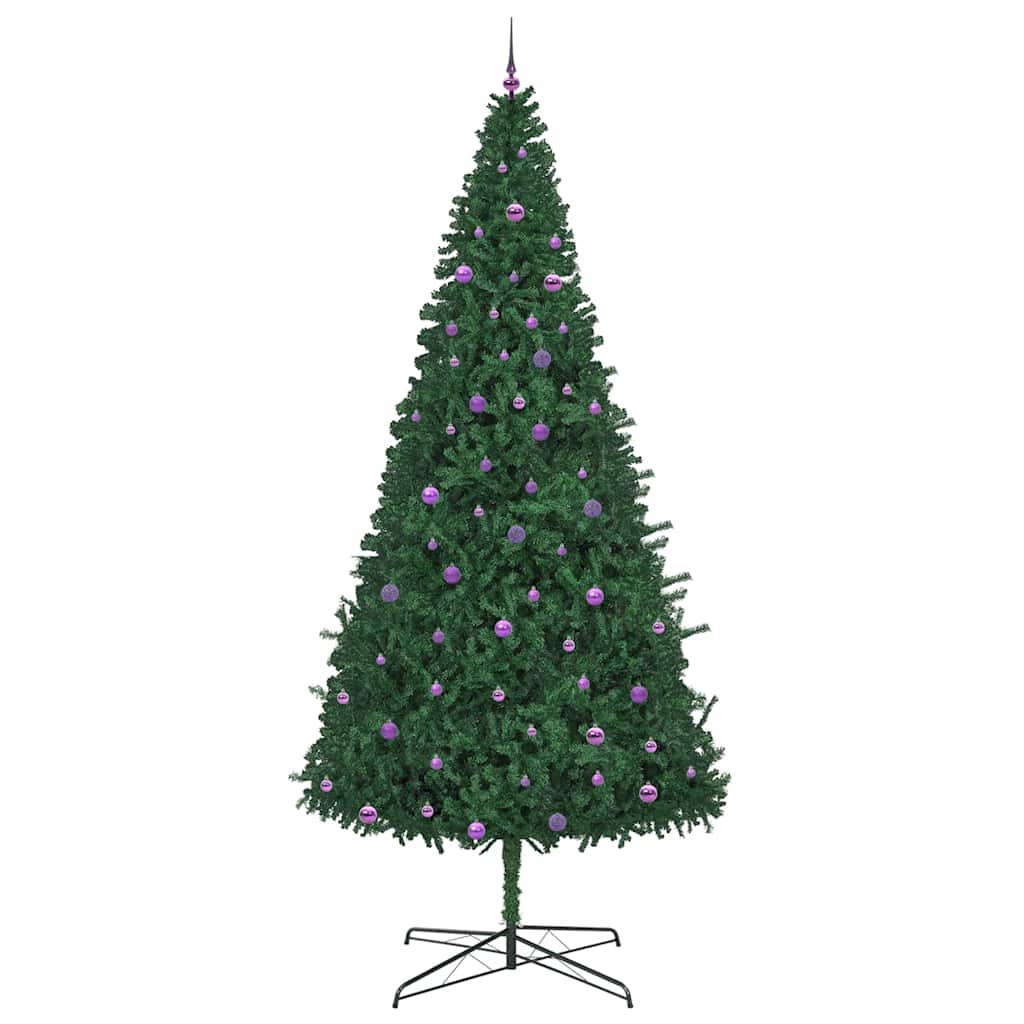 Weihnachtsbaum mit dekorativen Lichterketten Grün 400 cm PVC