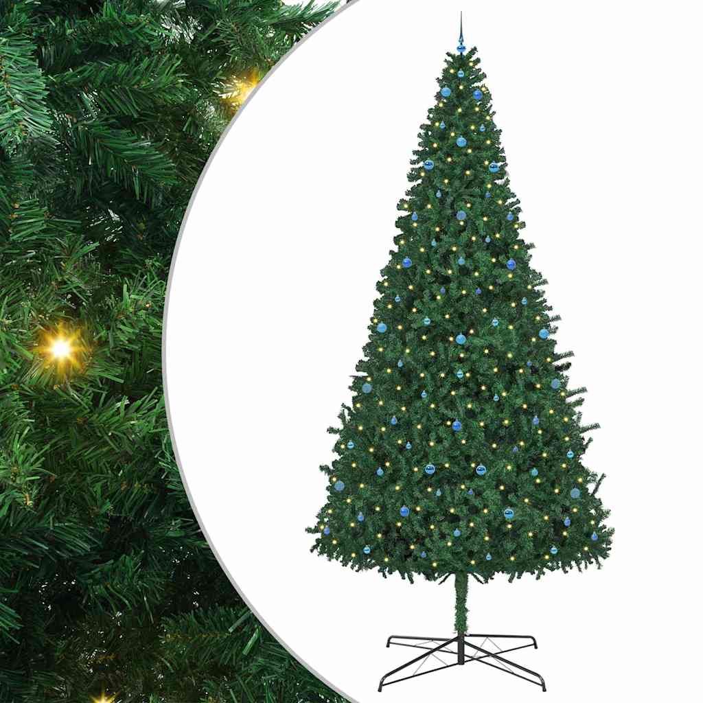 Weihnachtsbaum mit dekorativen Lichterketten Grün 400 cm PVC