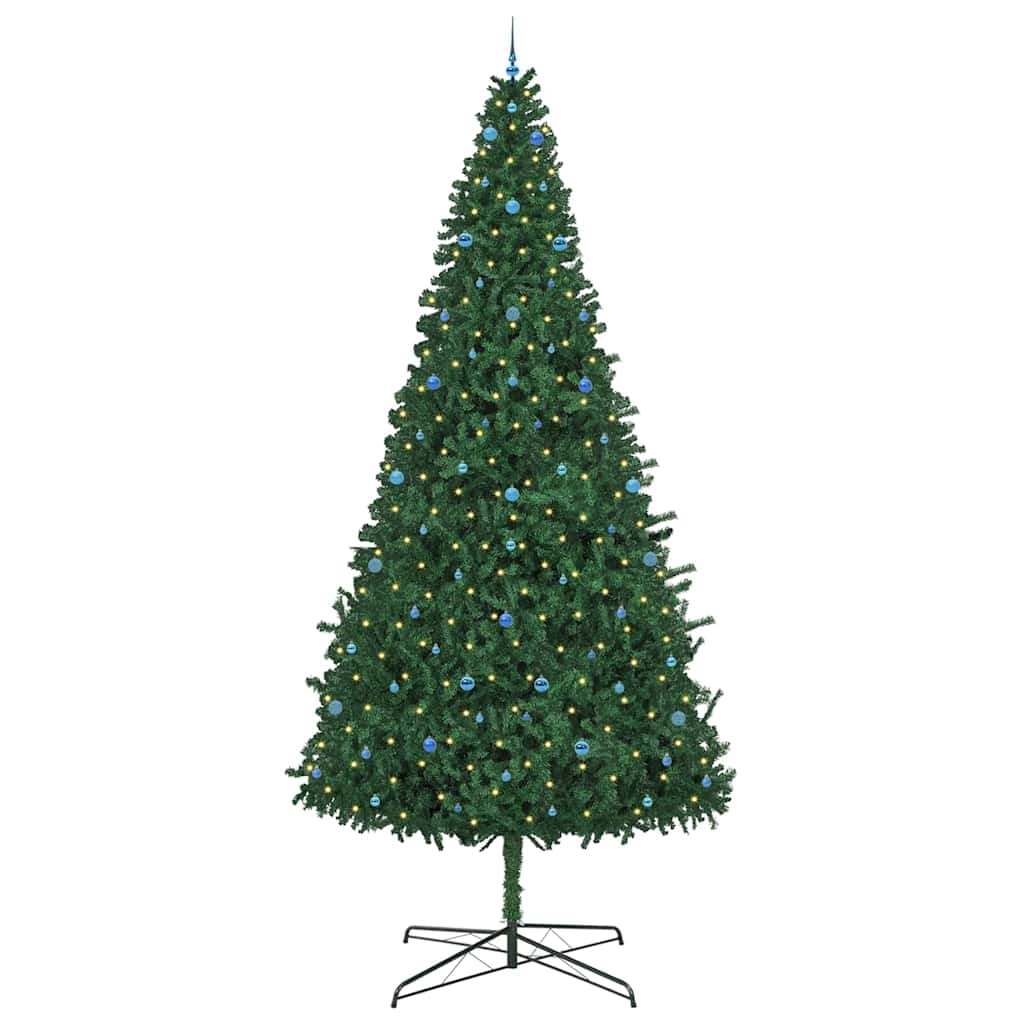 Weihnachtsbaum mit dekorativen Lichterketten Grün 400 cm PVC