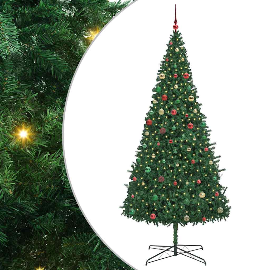 Weihnachtsbaum mit dekorativen Lichterketten Grün 400 cm PVC