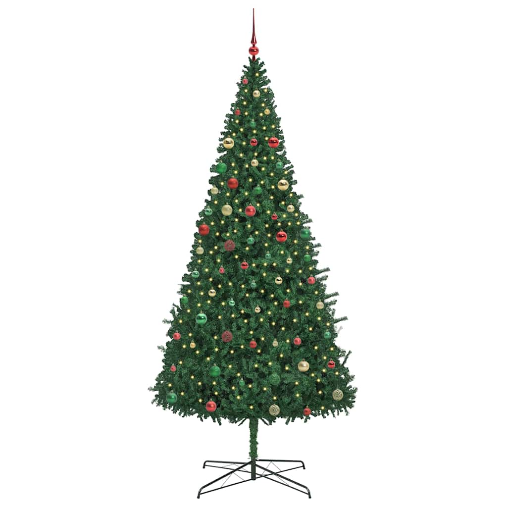 Weihnachtsbaum mit dekorativen Lichterketten Grün 400 cm PVC