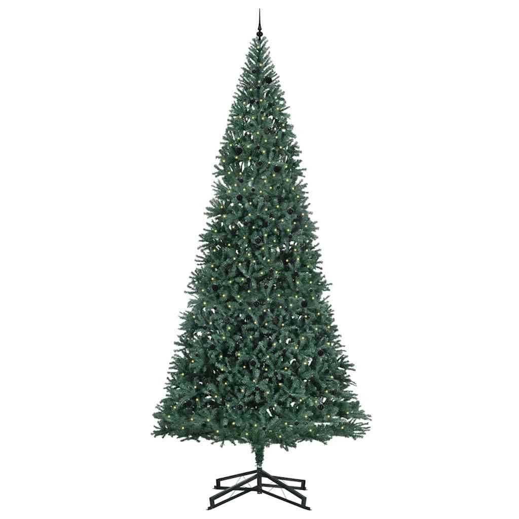 Künstlicher vorbeleuchteter Weihnachtsbaum mit Kugelset Grün
