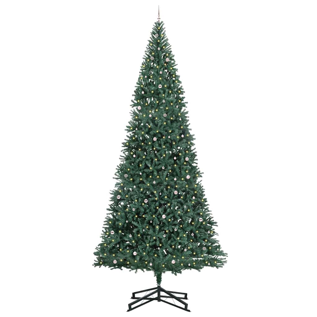 Künstlicher vorbeleuchteter Weihnachtsbaum mit Kugelset Grün