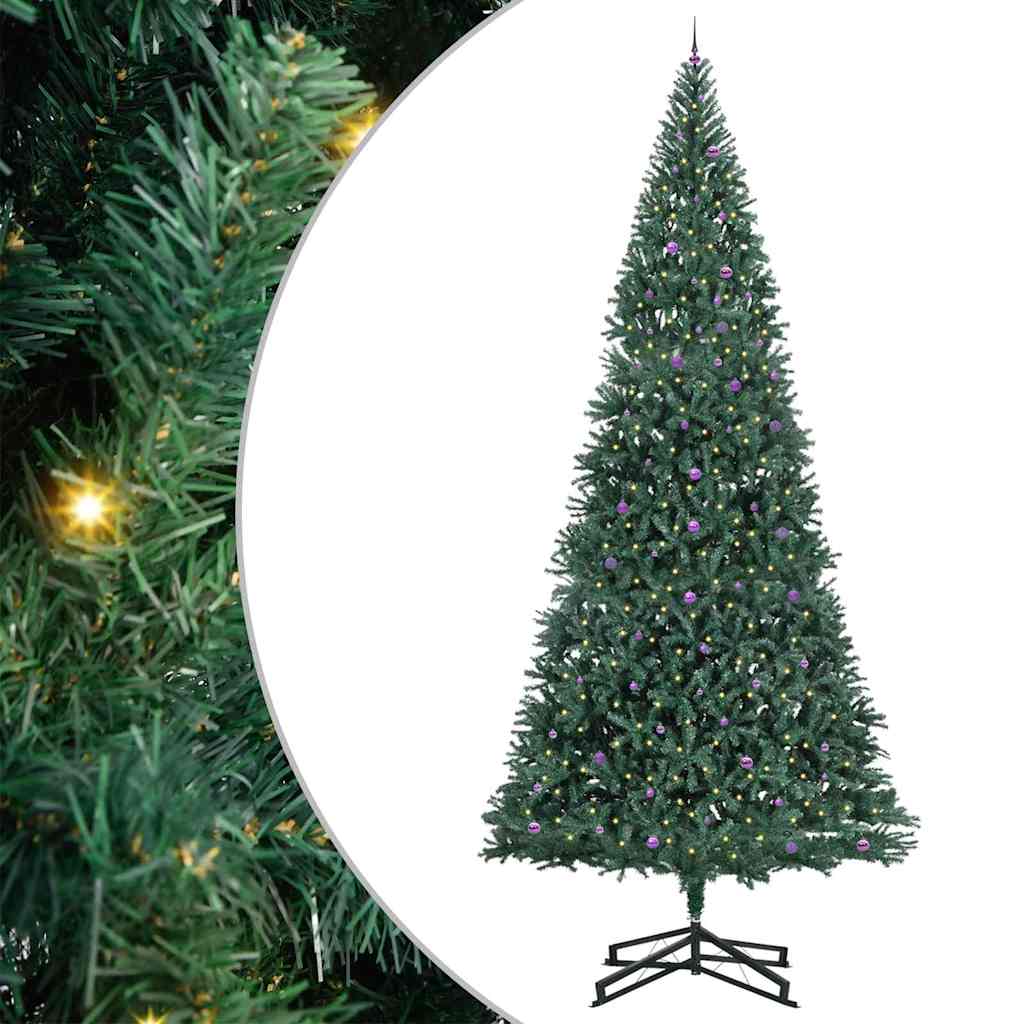 Künstlicher vorbeleuchteter Weihnachtsbaum mit Kugelset Grün