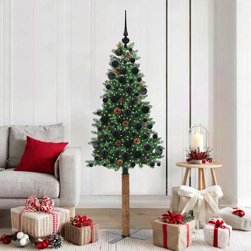 Schlanker Weihnachtsbaum mit 300 LEDs mit Ständer Grün 180 cm