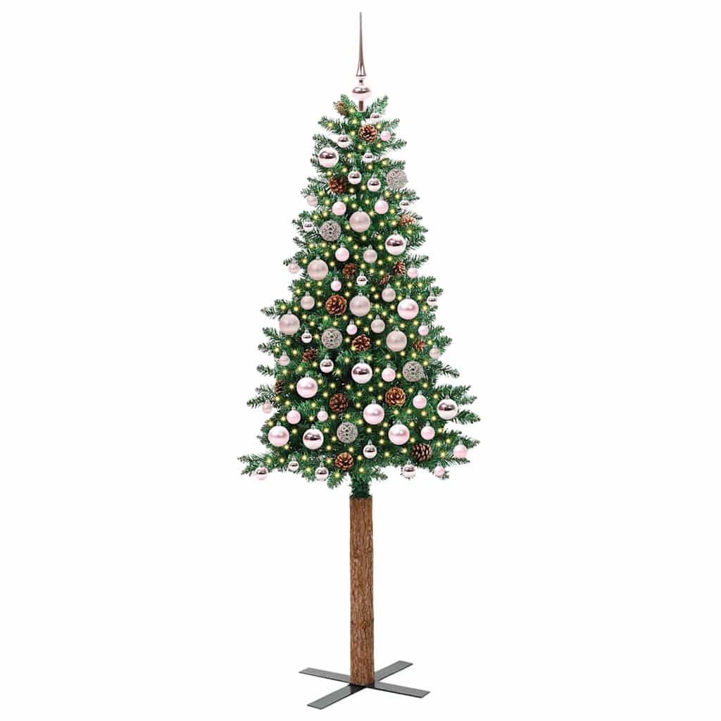 Schlanker Weihnachtsbaum mit 300 LEDs mit Ständer Grün 180 cm