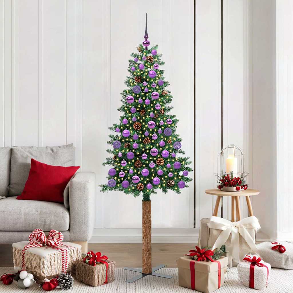 Schlanker Weihnachtsbaum mit 300 LEDs mit Ständer Grün 180 cm