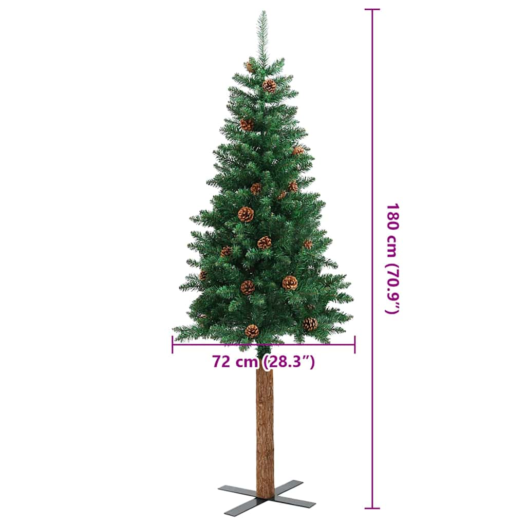 Schlanker Weihnachtsbaum mit 300 LEDs mit Ständer Grün 180 cm