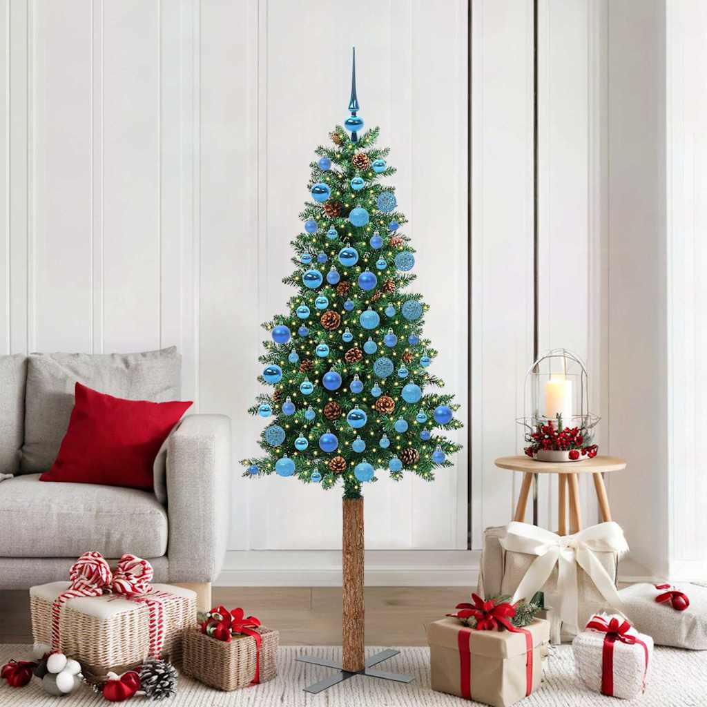 Schlanker Weihnachtsbaum mit 300 LEDs mit Ständer Grün 180 cm