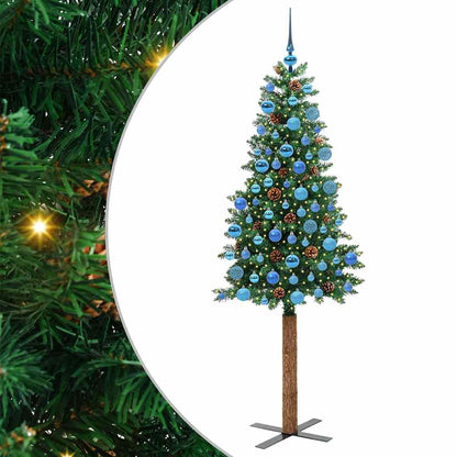 Schlanker Weihnachtsbaum mit 300 LEDs mit Ständer Grün 180 cm