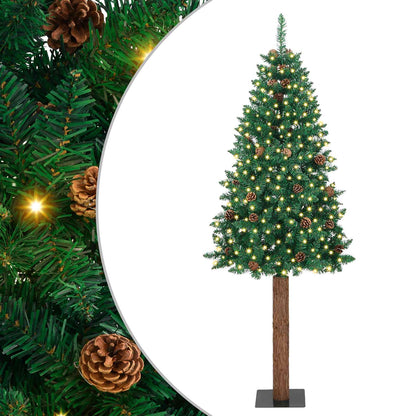 Schlanker Weihnachtsbaum mit 300 LEDs mit Ständer Grün 210 cm