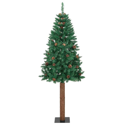 Schlanker Weihnachtsbaum mit 300 LEDs mit Ständer Grün 210 cm