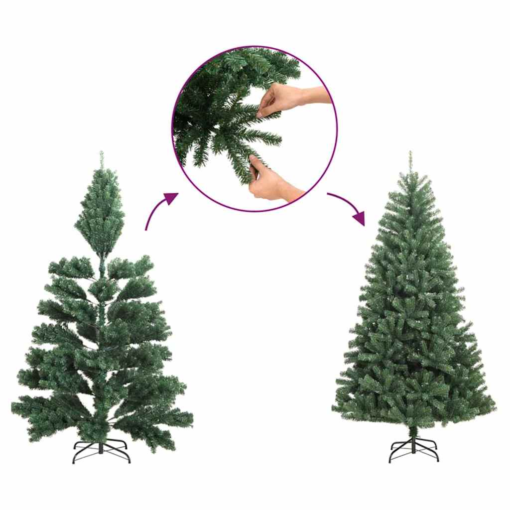 Schlanker Weihnachtsbaum mit 300 LEDs mit Ständer Grün 210 cm