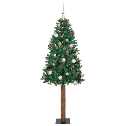 Schlanker Weihnachtsbaum mit 300 LEDs mit Ständer Grün 210 cm