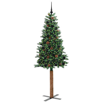 Schlanker Weihnachtsbaum mit 300 LEDs mit Ständer Grün 210 cm