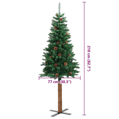 Schlanker Weihnachtsbaum mit 300 LEDs mit Ständer Grün 210 cm