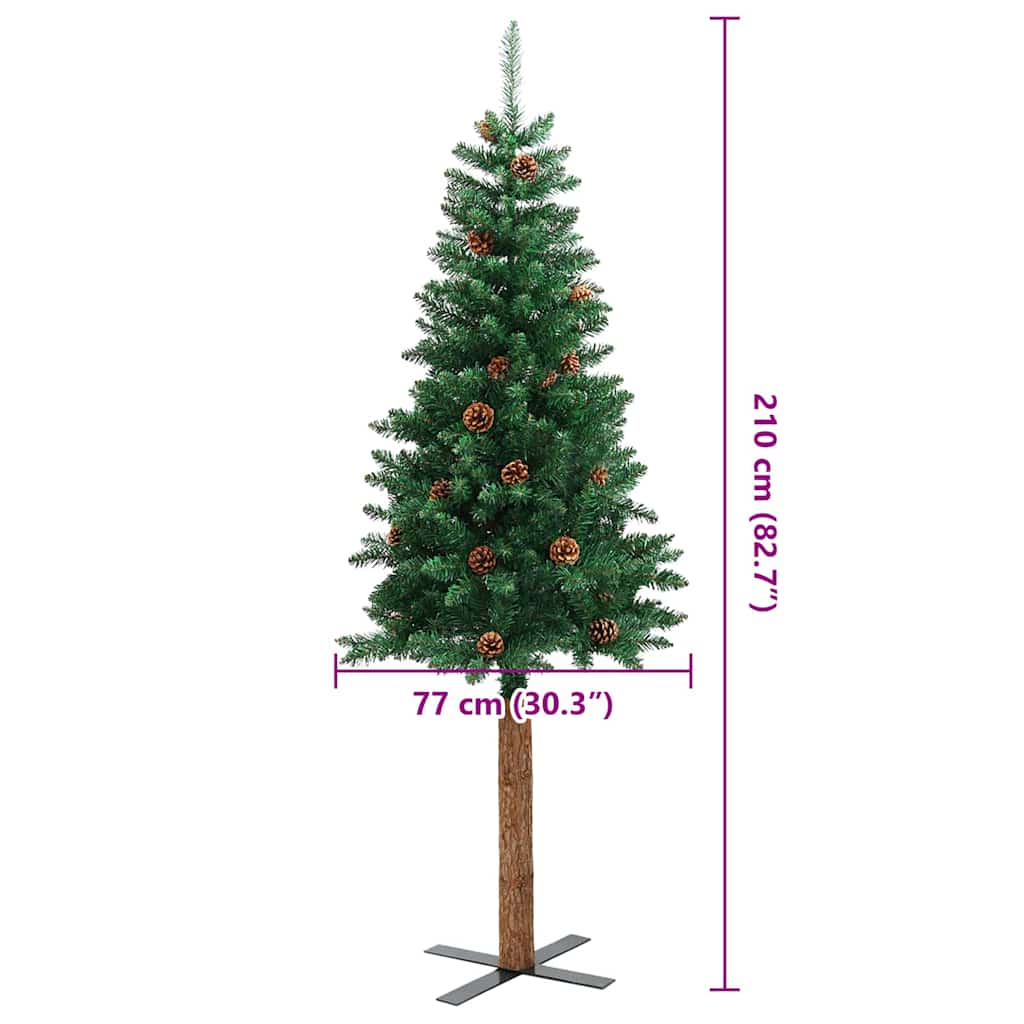 Schlanker Weihnachtsbaum mit 300 LEDs mit Ständer Grün 210 cm