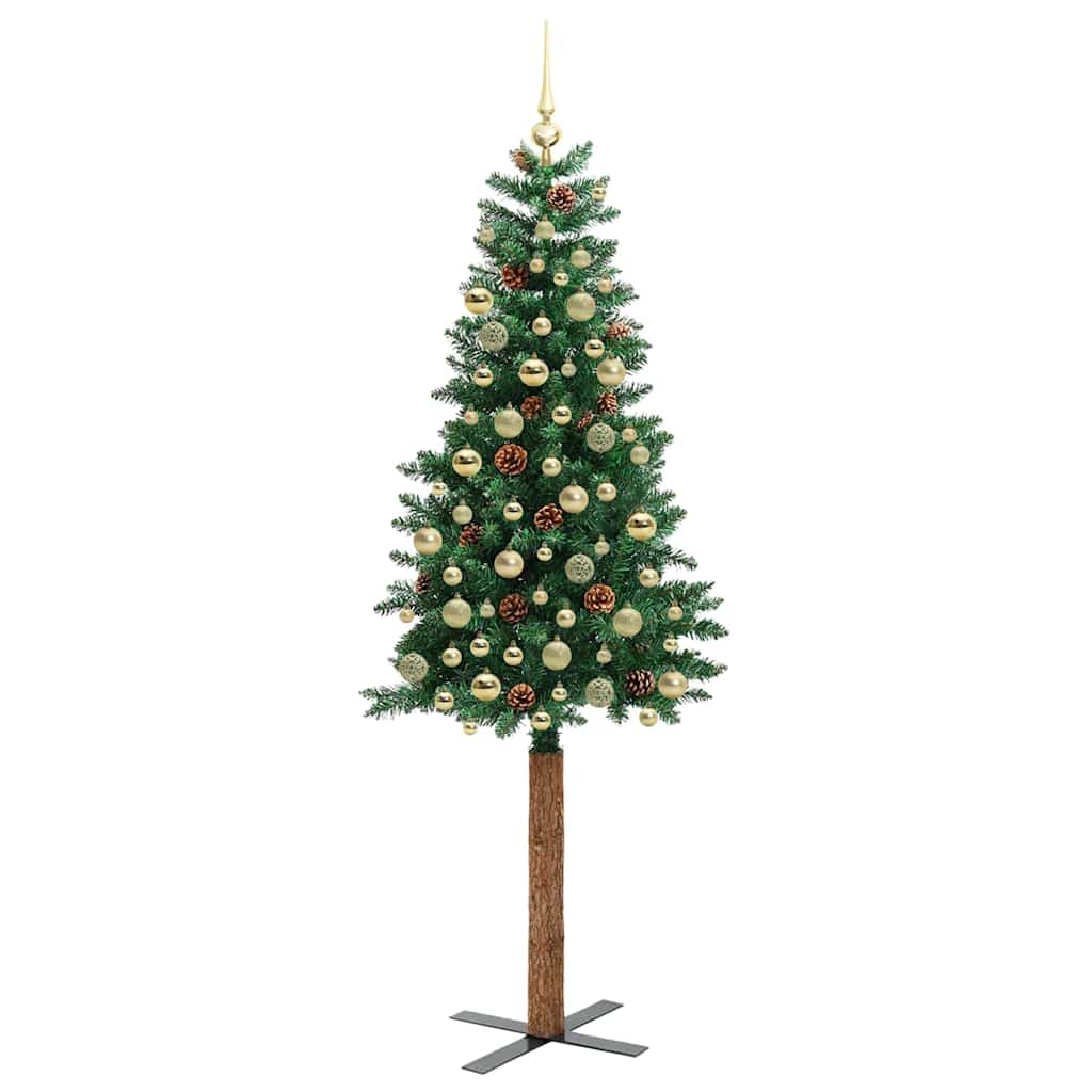 Schlanker Weihnachtsbaum mit 300 LEDs mit Ständer Grün 210 cm